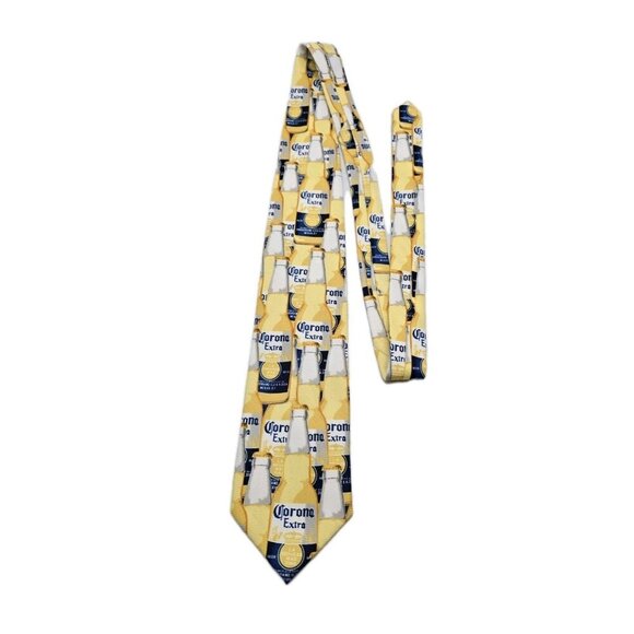 Corona Extra Beer Bottle All Over Print Men's Novelty Necktie Tie Cinco de Mayo - Picture 3 of 6